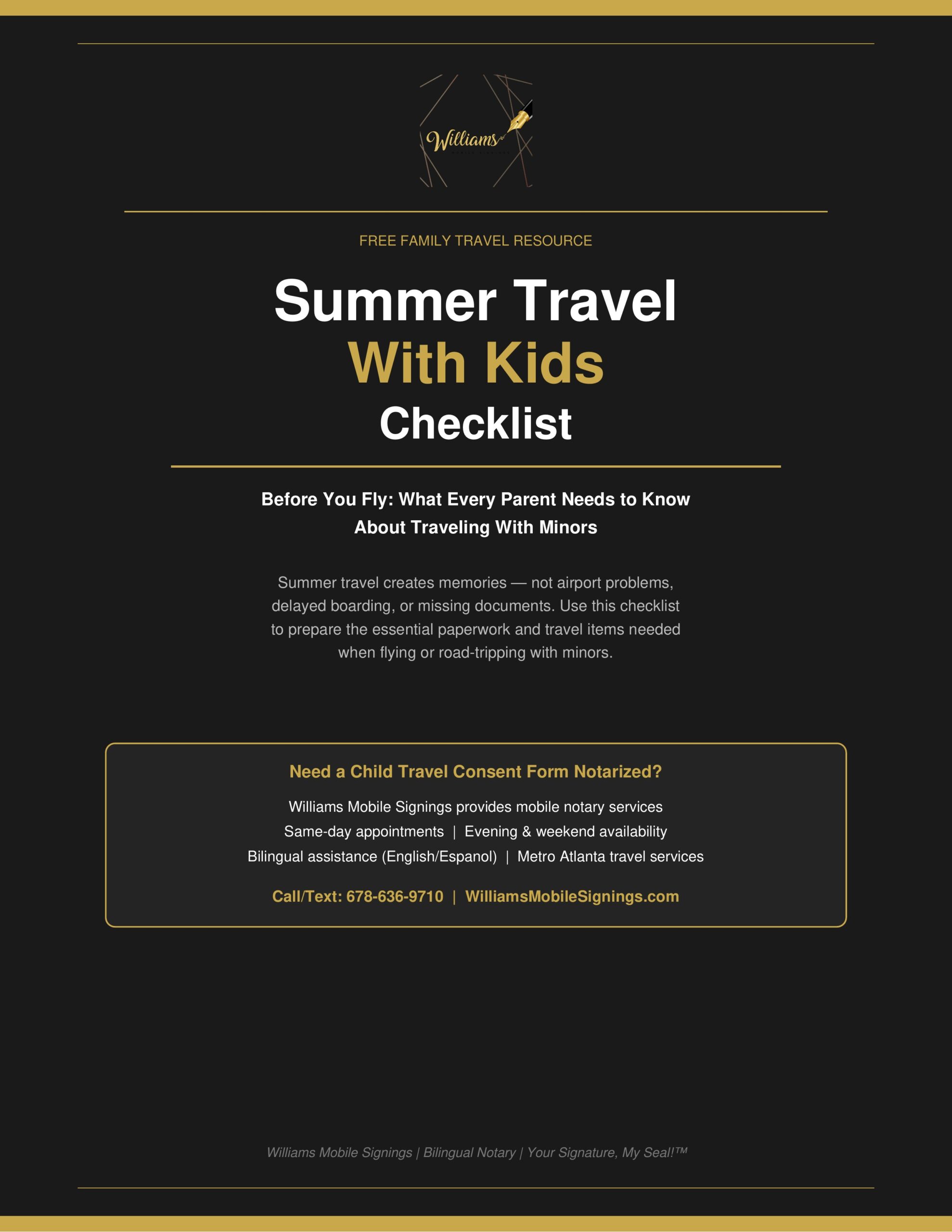 Free Summer Travel With Kids Checklist